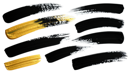 Brushstrokes gold and black smears on dark background