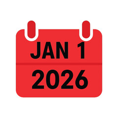 Calendar date january 1 2026 red alert sign new year holiday Vector, illustration