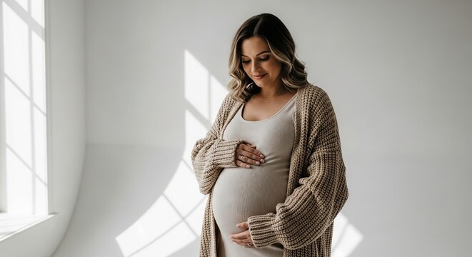 Beautiful pregnant woman maternity photoshoot pregnancy glow expecting mother baby bump motherhood portraiture