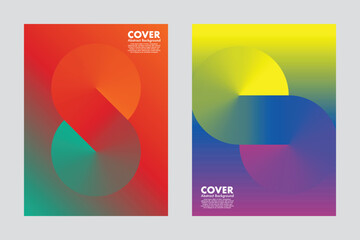 Minimal vector abstract background with soft circular forms creating infinite loop shape. Using bright gradients to add interest to artwork. Idea for modern cover, poster, annual report, presentation.