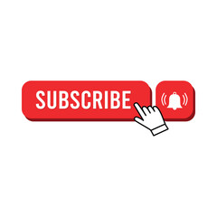 Subscribe button with mouse cursor clicking notification bell.