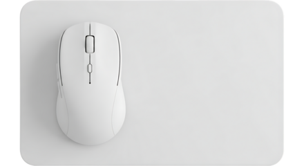 White computer mouse and mousepad for desk use