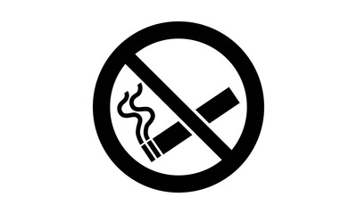 Piktogramm Rauchen verboten &ndash; Symbol f&uuml;r Nichtraucherbereiche in Geb&auml;uden, &ouml;ffentlichen Pl&auml;tzen und Hotels, Vektorillustration, schwarz