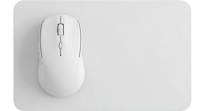 White computer mouse and mousepad for desk use
