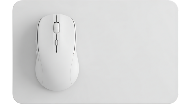 White computer mouse and mousepad for desk use