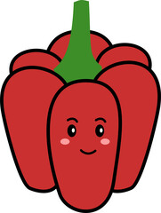 Cute Cartoon red Bell Pepper Character