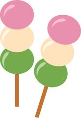 Dango Dumplings Illustration on Sticks