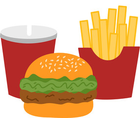 Fast Food Meal, burger, cola, french fries