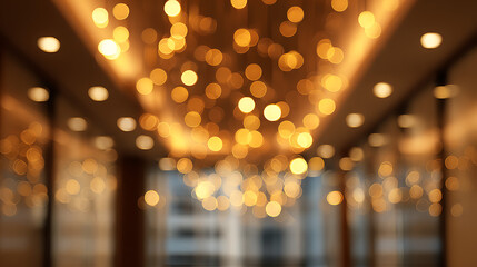 Warm golden bokeh lights illuminating a modern interior space image