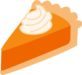 Pumpkin Pie Slice, with Whipped Cream Illustration