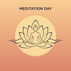 Meditation day yoga pose with lotus flower symbol of peace social media poster