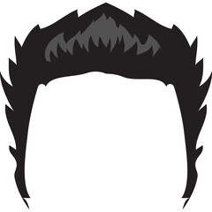 Black Spiky Hairstyle Silhouette with Gray Highlights on Transparent Background Abstract Graphic Design