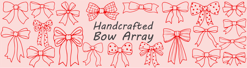 Handcrafted Bow Collection Line Art of Ribbon Bows in Assorted Styles Decorative Gift Bows Pattern DIY Craft Projects