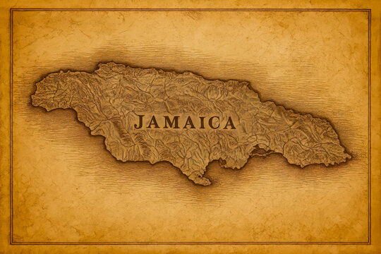 Old Engraving Sepia Jamaica Map
