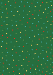 Colorful star pattern on green background