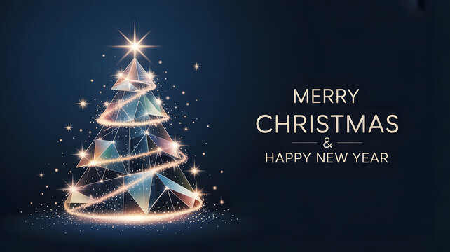 Abstract Geometric Christmas Tree in Dark Blue