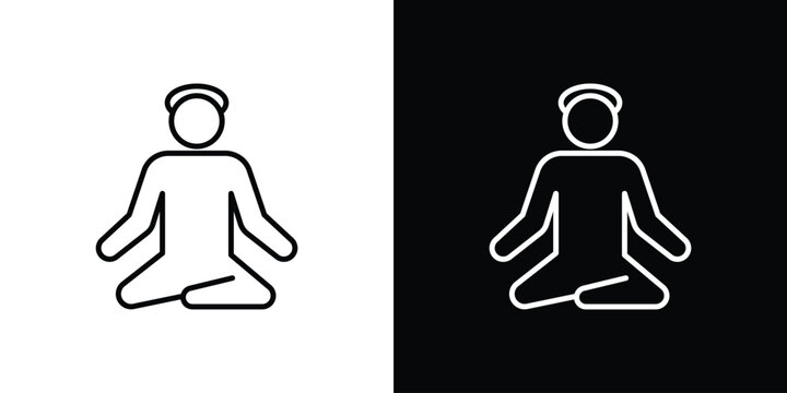 Guru icon on white background - editable stroke vector illustration eps10