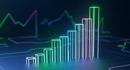 Growing bar graph with line chart showing financial growth and success