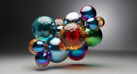 Abstract colorful glass spheres, decorative design elements background
