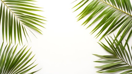 Obraz premium Tropical Palm Fronds Frame White Background palm leaves