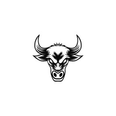 angry cow illustration logo