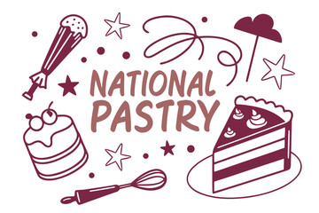 NATIONAL PASTRY DAY vector illustration isolated on white background