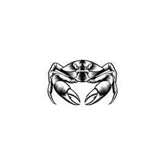 black and white crab illustration logo