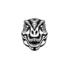black and white angry t rex illustration logo