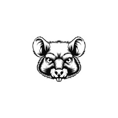 black and white mouse illustration logo