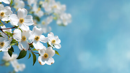 White dogwood blossoms against a soft blue sky dogwood flowers white blossoms