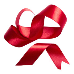 A beautiful red satin ribbon tied into a decorative bow.