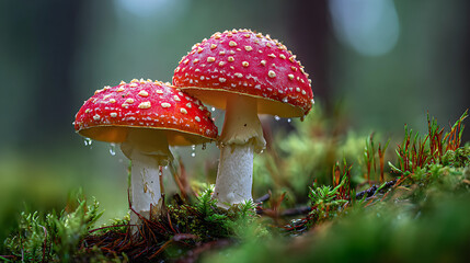 Fototapeta premium amanita muscaria fly agaric mushroom ai genrative