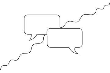Minimalist speech bubble one line drawing on white background