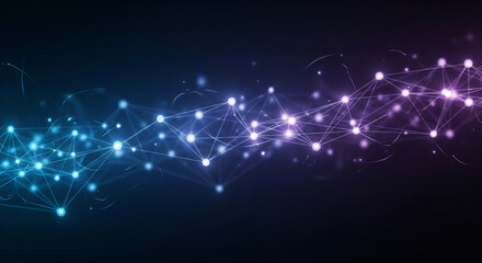 Fototapeta premium Abstract Network Connections with Glowing Nodes and Lines on Dark Background