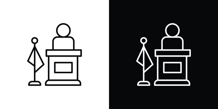 Mayor icon on white background - editable stroke vector illustration eps10