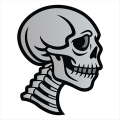 A black vector cartoon illustration of a skull and crossbones icon with a cigarette, symbolizing danger, death, and evil tattoo art