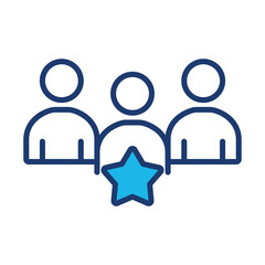 Leadership Icon In Blue Monochrome Flat Design, Vector Illustration