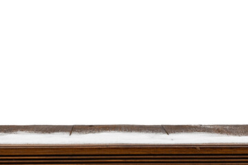 winter Christmas background with snow on the wood.