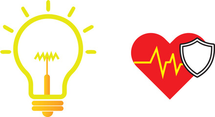 Bulb Icon and Healthcare icon illustration,Graphic icon