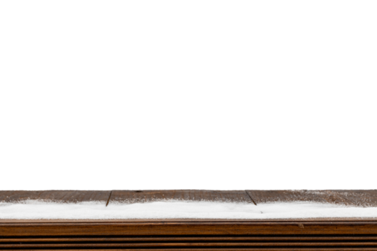 winter Christmas background with snow on the wood.