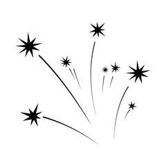 Fireworks, sparks, stars isolated on a white background, beautiful abstract black and white vector holiday illustration. Christmas fireworks flashes. A holiday or festival element for design, poster