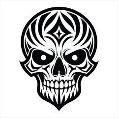💀 Black vector illustration of a scary human skull and crossbones symbol for death, danger, and Halloween horror