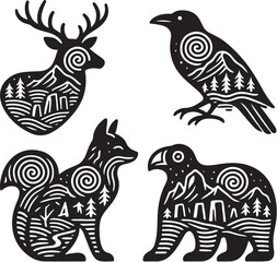 Symbolic Animals Geometric Vector Illustration.eps