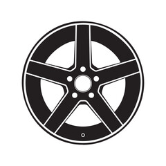 Obraz premium Black and white icon of a car wheel rim