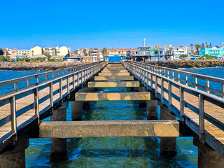 View from the jetty back towards Swakopmund with Houses in Background. German colonial town Namibia, Africa