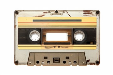 Fototapeta premium An old cassette tape with a faded design, showcasing nostalgia for vintage music technology and retro aesthetics.