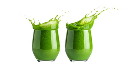 bal green smoothie swirl and splash variations isolated on transparent background