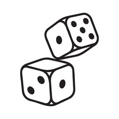Black line drawing of two dice