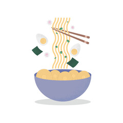 Ramen, Asian cuisine dish, Japan, vector illustration