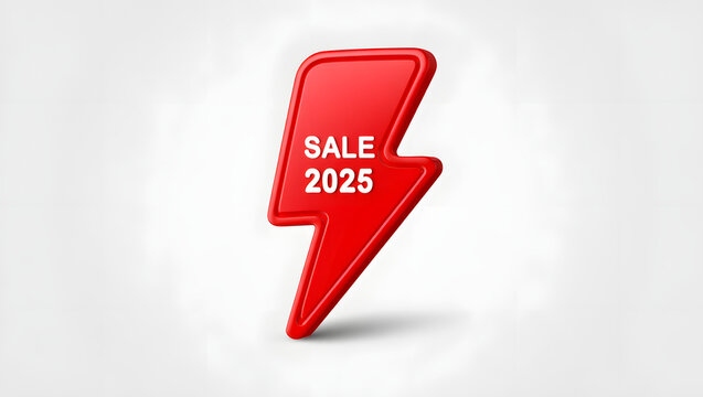3D Red Lightning Bolt Sale 2025 Symbol